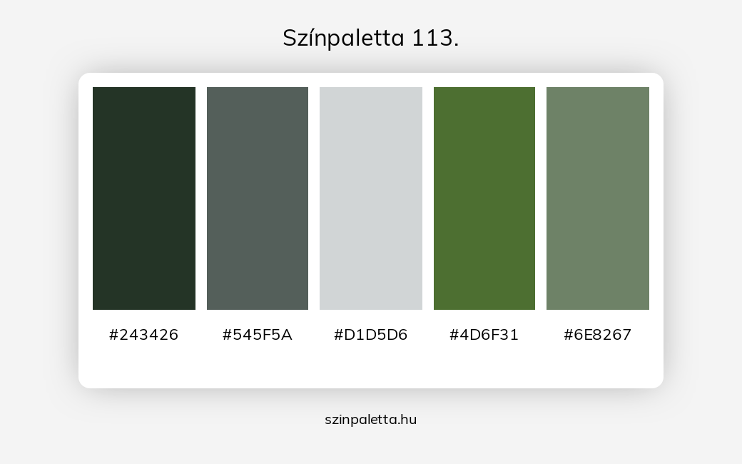 Színpaletta 113. - Színpaletta a következő címkékkel: fekete, szürke, zöld, hideg színek, zöld és szürke, zöld különböző árnyalatai, szürke különböző árnyalatai, tört színek, tört zöld,  színpaletta. - szinpaletta.hu