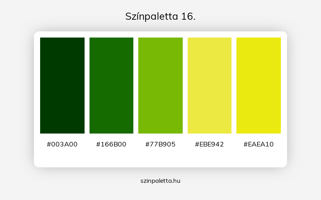 Színpaletta 16. - Színpaletta a következő címkékkel: sárga, zöld, meleg színek, sárga és zöld, sárga különböző árnyalatai, zöld különböző árnyalatai, tört zöld, színinterpoláció (színátmenet),  színpaletta. - szinpaletta.hu