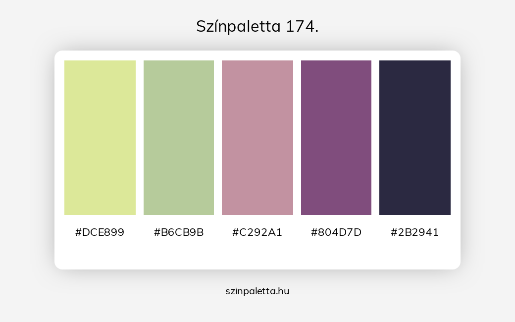 Színpaletta 174. - Színpaletta a következő címkékkel: lila, rózsaszín, zöld, meleg színek, hideg színek, zöld és rózsaszín, zöld és lila, rózsaszín és lila, zöld különböző árnyalatai, lila különböző árnyalatai, tört színek, tört sárga, tört zöld,  színpaletta. - szinpaletta.hu
