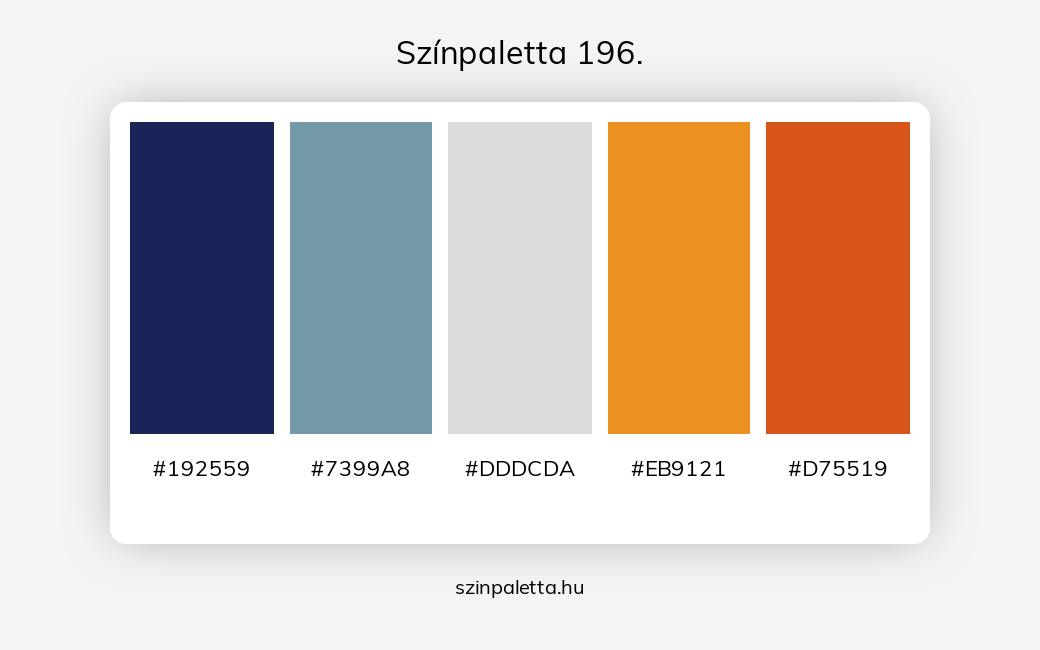 Színpaletta 196. - Színpaletta a következő címkékkel: kék, narancssárga, piros, szürke, meleg színek, hideg színek, piros és narancssárga, narancssárga és szürke, kék és szürke, kék különböző árnyalatai,  színpaletta. - szinpaletta.hu