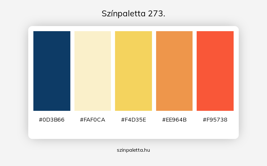 Színpaletta 273. - Színpaletta a következő címkékkel: kék, narancssárga, piros, sárga, meleg színek, hideg színek, piros és narancssárga, piros és sárga, narancssárga és sárga, sárga és kék, sárga különböző árnyalatai,  színpaletta. - szinpaletta.hu