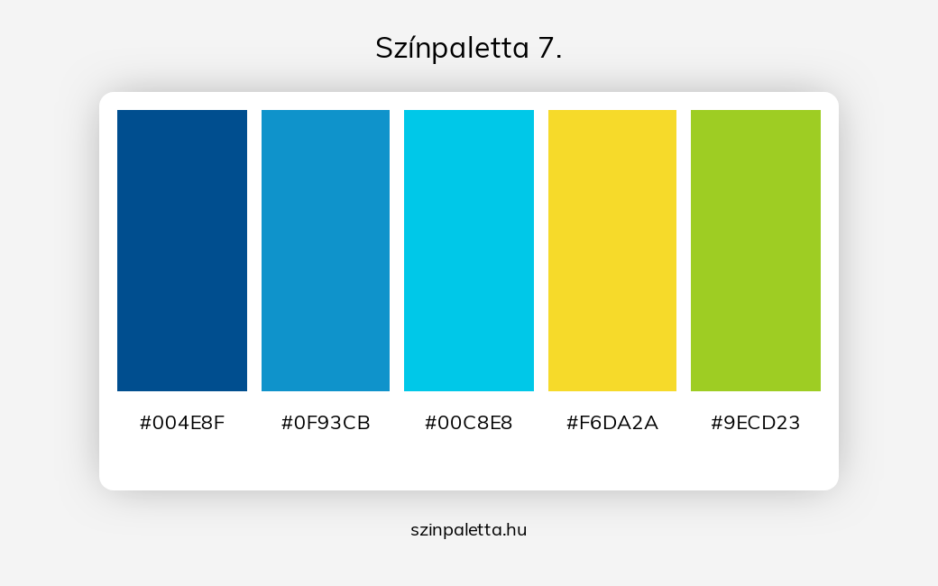 Színpaletta 7. - Színpaletta a következő címkékkel: sárga, zöld, kék, meleg színek, hideg színek, kék különböző árnyalatai,  színpaletta. - szinpaletta.hu