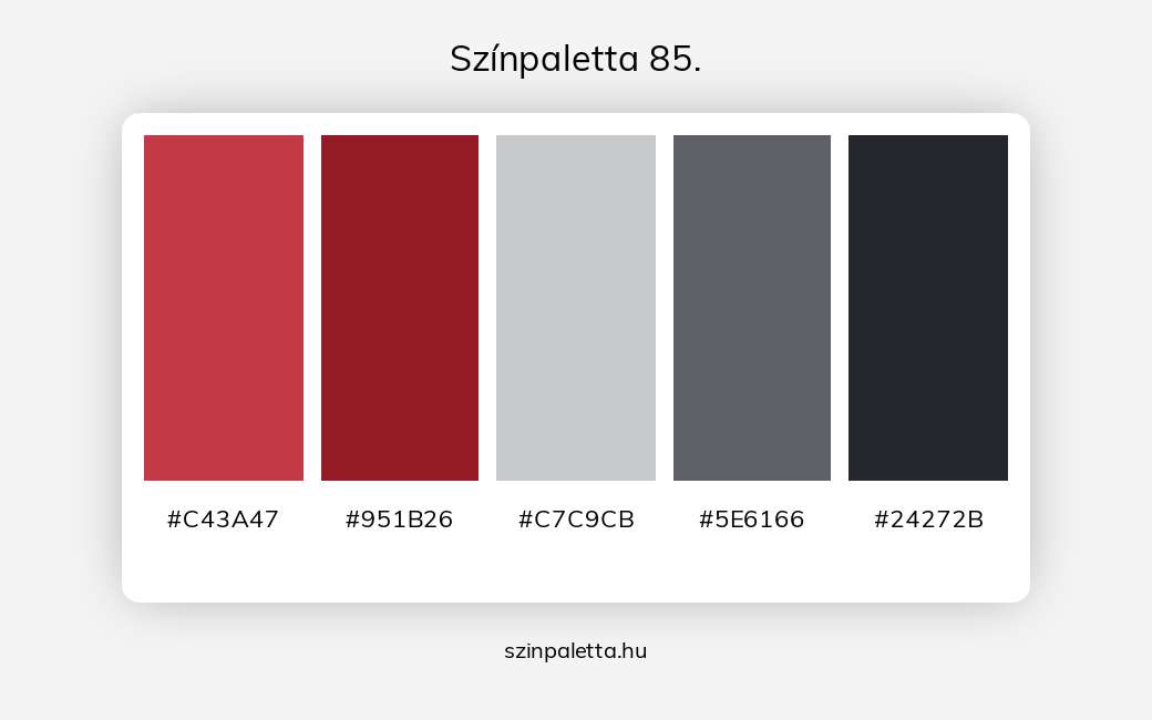 Színpaletta 85. - Színpaletta a következő címkékkel: piros, szürke, meleg színek, hideg színek, piros és szürke, piros különböző árnyalatai, szürke különböző árnyalatai, tört színek, tört piros, tört kék,  színpaletta. - szinpaletta.hu